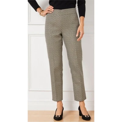 Pantalones al tobillo Talbots para mujer 16P dorados metálicos jacquard medallón vacaciones ajustados Foto 1 de 4