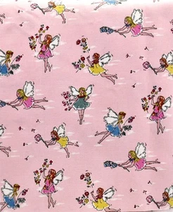Fairy Ballerina Fabric,Cotton Canvas,Pink,Fairy Ballerina Holding Flowers,29x20" - Picture 1 of 1