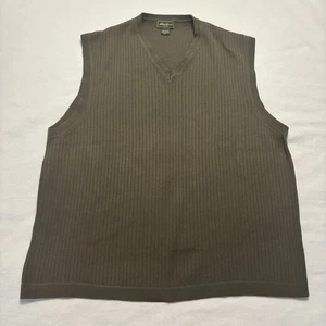 Vintage Eddie Bauer Pullover Weste Herren 3XL olivgrün 100% Baumwolle V-Ausschnitt - Bild 1 von 8