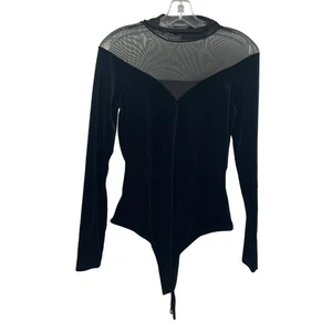 FORE Damen Velours Netz Body Langarm Stehkragen schwarz Größe L - Bild 1 von 9