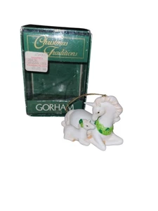 Ornamento unicorno ceramica Gorham vintage mamma e bambino con scatola - Foto 1 di 3