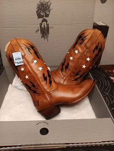 Alvies Billy Gibbons MSRP$549 ZZ Top BFG Cowhide WhiskeyRunner Womens 8.5B Boots - Picture 1 of 18