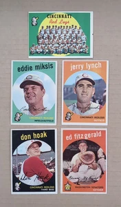 1959 Topps 5 card lot- Cincinnati Redlegs - #25 Hoak, #33, #58, #97, #111 Team - Picture 1 of 2