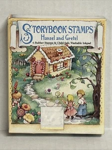 Estampillas de libro de cuentos Hansel y Gretel 6 estampillas de goma y almohadilla de tinta lavable - Imagen 1 de 4