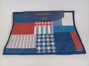 4 Patriotic Patchwork Placemats, Reversible, 13x19, Cotton Blend, Tommy Bahama - Picture 1 of 2