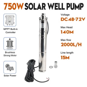 3" 48V 750W MPPT Screw Solar Bore Pump Submersible Deep Well Maximum Head 140M` - Bild 1 von 10