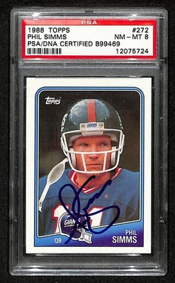 Phil Simms Signed/Autographed 1988 Topps PSA 8 #272 Giants PSA/DNA 201471 - Image 1 of 2