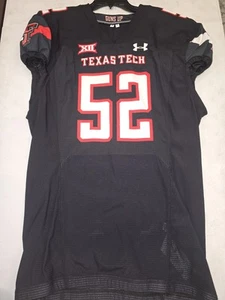 2022 TEXAS TECH RED RAIDERS #52 GAME USED Authentic Football Jersey BLACK 50 - Picture 1 of 2