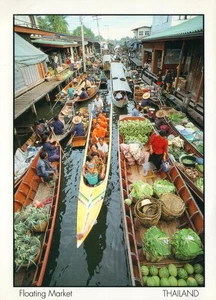 1990's Thailand Floating Market Rajburi POSTCARD - to Gundagai St, Coffs Harbour - Bild 1 von 2