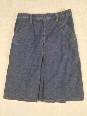 Isaac Mizrahi Mujer 6 Falda Azul Cambray Lápiz Línea A Plisado Cremallera Dividida 28x22 Foto 1 de 4