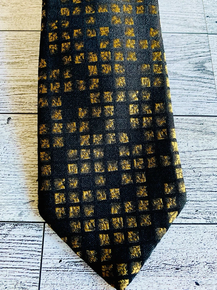 Corbata de diseñador Broadstreet’s By DAMON negra dorada para hombre 100 % seda ¡Envío RÁPIDO! Foto 1 de 4