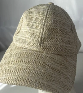 BCBG MAXAZRIA Hat Ball Cap Adjustable Woven Knit Beige Polyester Fabric - Picture 1 of 4