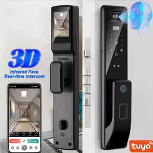 2024 3D Face Recognition Tuya Wifi Smart Door Lock Visual Intercom Fingerprint - Picture 1 of 14