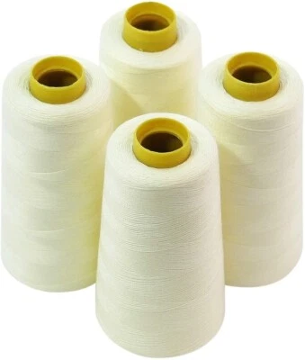 4 Large Light Cream Color Cones of Polyester Threads for Sewing Quilting Serger - Image 1 of 2