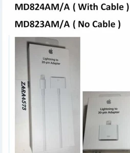 Adaptador de cable Apple Lightning a 30 pines IOS MD824AM/A O MD823AM/A - Imagen 1 de 14