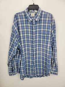 Gap Shirt Mens XL Blue Plaid Linen Blend Long Sleeve Button Up Preppy Office - Picture 1 of 8