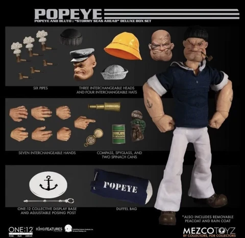 Mezco One:12 Stormy Seas Ahead Popeye ONLY Complete NO Bluto New and Untouched Cover