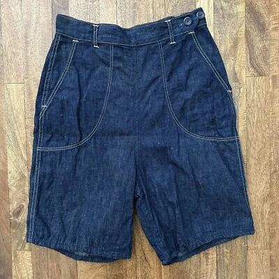 Pantalones cortos de mezclilla vintage años 50 cintura alta cremallera lateral talla 28 Foto 1 de 4