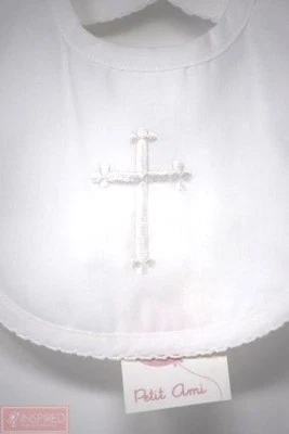 DESIGNER Petit Ami Baby Girls Christening Bib - Image 1 of 2