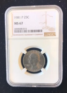1981-P Washington Quarter ~ NGC MS-67  ~ Clad ~ Scales Label ~Sharp Looking Coin - Picture 1 of 6