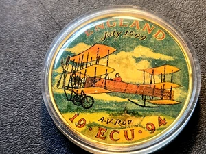 1994 ENGLAND MÜNZMEDAILLON 1909 TRI-PLANE - Bild 1 von 2