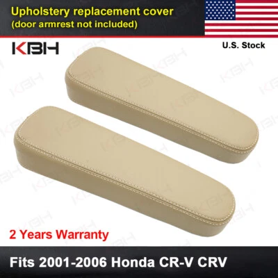 Fit 2001-2006 Honda CR-V CRV Front Seat Armrest PU Leather Cover Trim 2pcs Tan - Image 1 of 4
