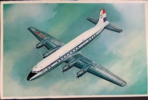 cartolina KLM anni '50 , aereo DOUGLAS DC 6 B - Foto 1 di 2