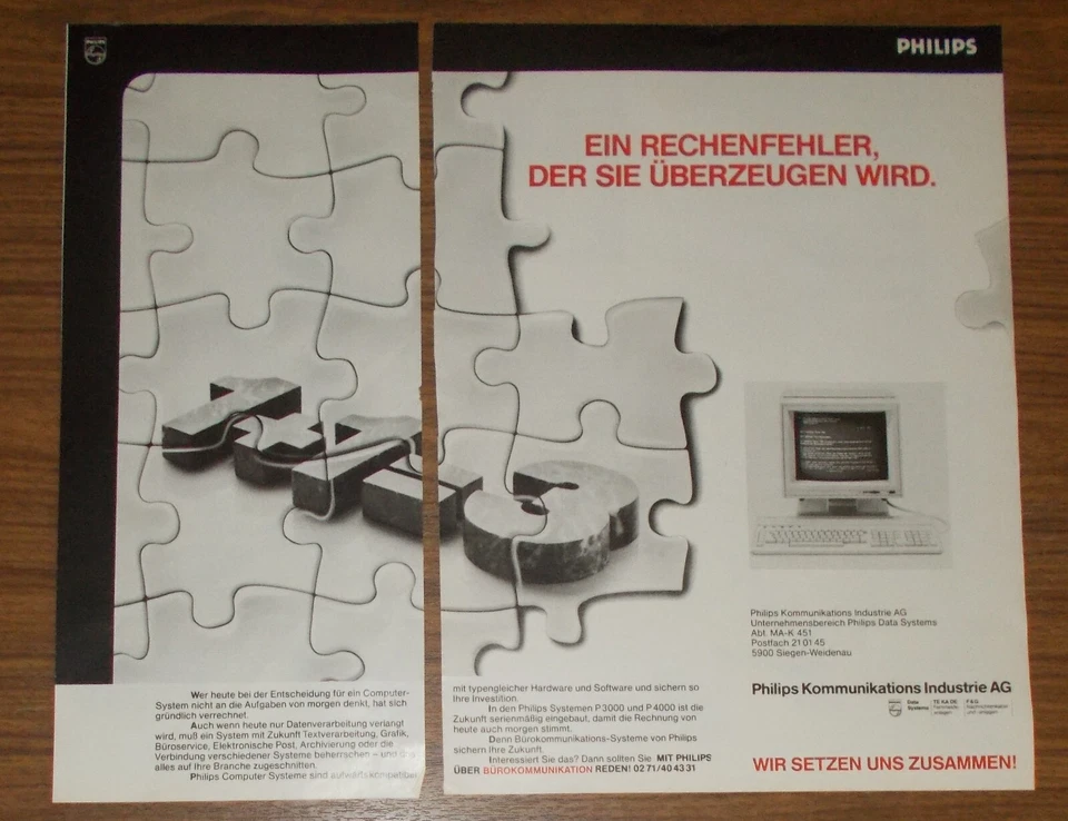 Seltene Werbung PHILIPS P3000 P4000 Computersysteme - Rechenfehler 1985 - Image 1 of 1