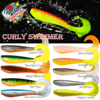 Narval Curly Swimmer Gummifisch 4St.12cm Shad Hecht Zander Dorsch Farbe wählbar