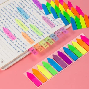 100 Sheets Arrow Shape Fluorescent paper Self Adhesive Memo Pad Sticky Notes - Picture 1 of 9