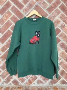 VTG Peanut Butter & Jelly Sweatshirt Scottish Terrier Dog Womens Size L Green - Picture 1 of 8