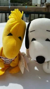 Baby Snoopy and Woodstock Squeaking 50th Anniversary Plush Stuffed Val. Day 8" - Picture 1 of 12