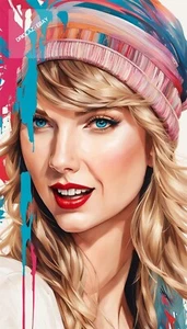 Original Taylor Swift Gorro Retrato Imagen Digital Fondo Imagen Artística Única - Imagen 1 de 3