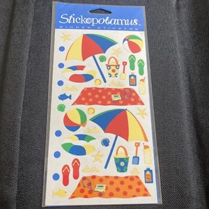 Stickopotamus Stickers The Shore Beach Summer Vacation Umbrella Towel Bucket - Picture 1 of 6