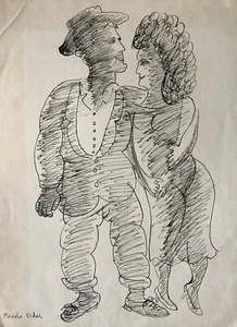 Zeichnung von Manolo Vidal. Ohne Titel, ca 1956. Tusche auf Karton. - Bild 1 von 10