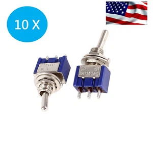 US 10 x Mini 6A 125V AC SPDT MTS-102 3Pin 2 Position On-on Toggle Switch Practic - Picture 1 of 1