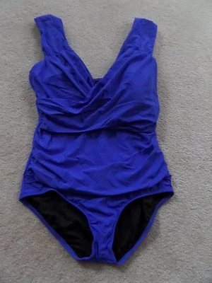 NWT Athena Finesse Solids Wide Strap Drape Front 1pc Swimsuit Blue Sz 10 - Imagem 1 de 4