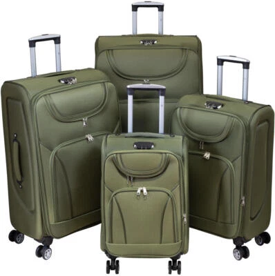 Nylon Trolley Koffer Gepäck 360° Rollen Dehnfalte Maribor Grün vier Größen M-XXL - Bild 1 von 4