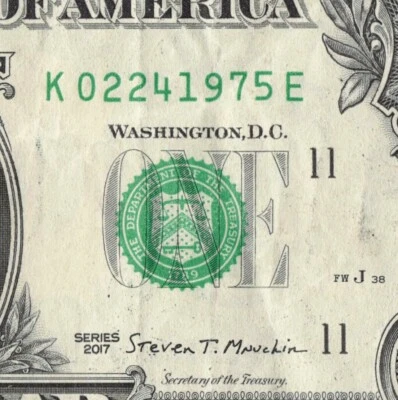 FEB 24 1975 Birthday Date Note Fancy Serial Number One Dollar Bill 02 24 1975 - Image 1 of 4