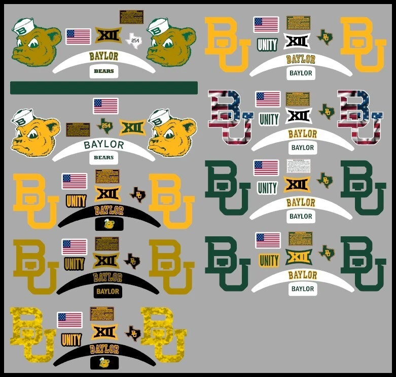 Calcomanías alternativas mini casco Baylor Bears - 9 diseños para elegir Foto 1 de 1