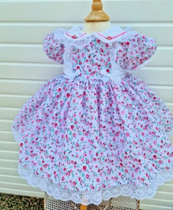 Dream 0-8 years baby girls pink fuchsia Floral collar Lined twirly lined dress - Picture 1 of 6