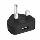ameego UK Main Wall 3 Pin Plug Adaptor Charger USB Port for mobile Tablets black