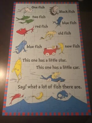 Dr. Seuss One Fish Two Fish Red Fish Blue Fish 48 Piece Floor Puzzle Complete - Image 1 of 4