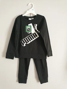 Puma Size 5 Kids Fleece Pullover Hoodie & Jogger Two Piece Set  Black Casual NWT - Picture 1 of 10