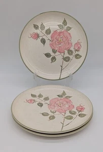 Tres platos de cena vintage Metlox Poppytrail California Rose marcas grises manchas - Imagen 1 de 14