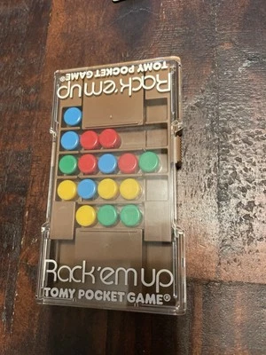 Vintage 1987 Tomy Pocket Game Rack 'Em Up Handheld Puzzle Working Original Box - Image 1 of 4