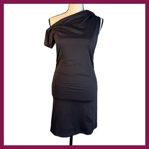 One Shoulder Bodycon Dress Party Cocktail Evening Sexy Black - Size 6 - Picture 1 of 8