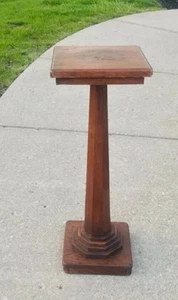 Pedestal Plant Table Fern Stand Solid Wood Arts & Crafts Americana Vtg - Picture 1 of 8