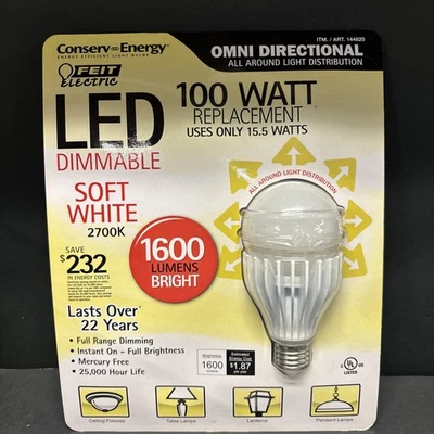 Feit Conserv-Energy LED Dimmable 100 Watt Soft White 1600 Lumens 15.5w Bulb - Image 1 of 4