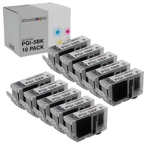 10PK BLACK Ink for Canon PGI-5BK PGI5 Cartridge iP4200 iP5200 iP5200R MP500 9000 - Picture 1 of 7